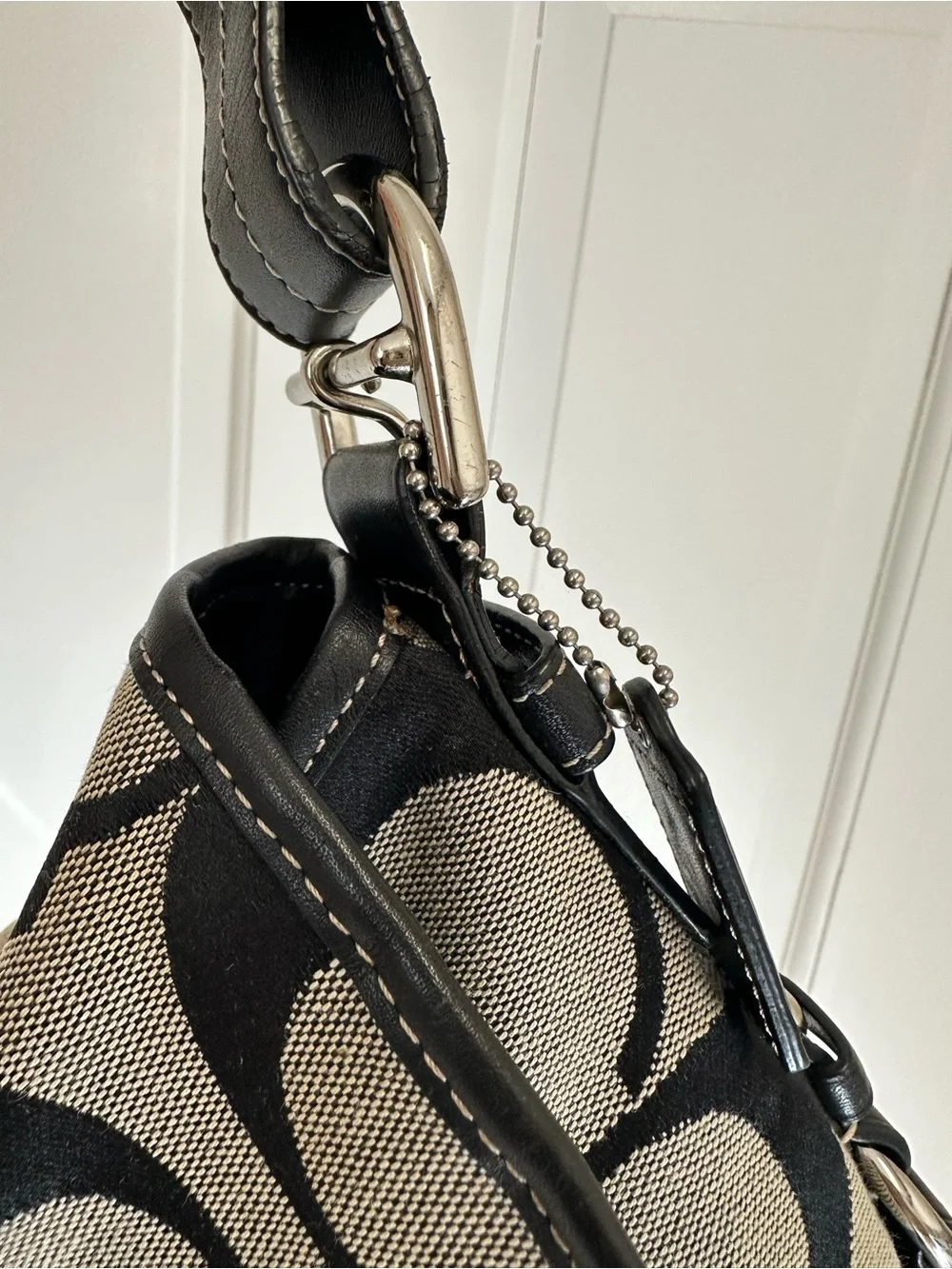 Coach Signature Canvas and Leather Crossbody Shoulder Handbag with Turnlock
